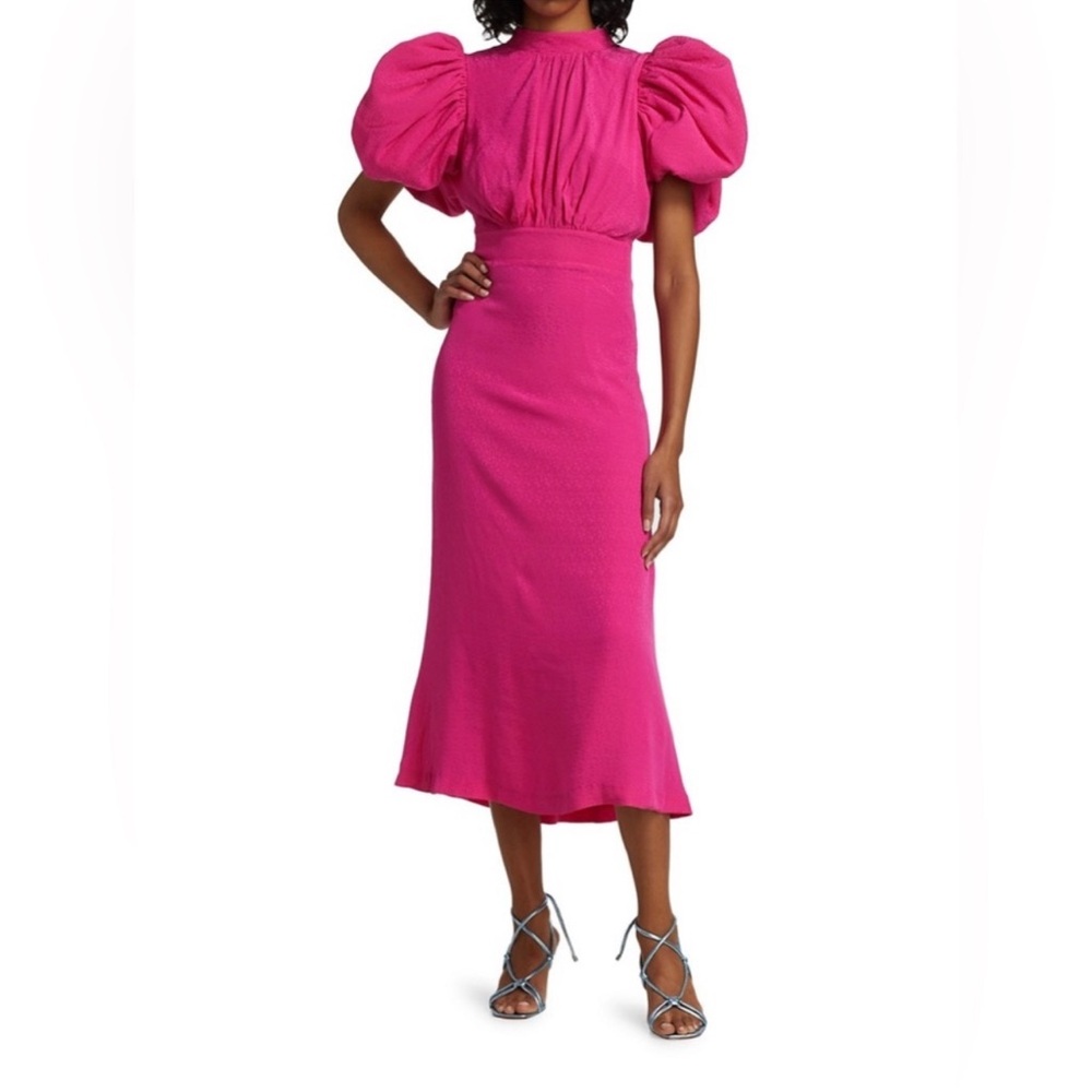 Rotate Birger Puff Sleeve Dress in Pink